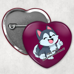 Wolfswelpe Herz Button